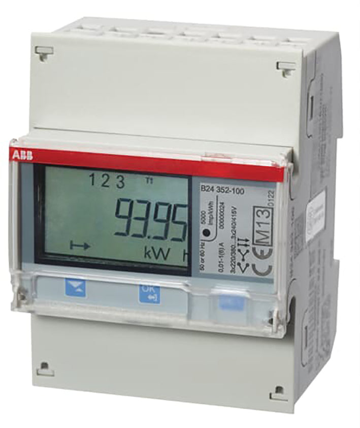 ABB 3 Phase Indirect Energy Meter 6A 230/400V AC - 2CMA100183R1000