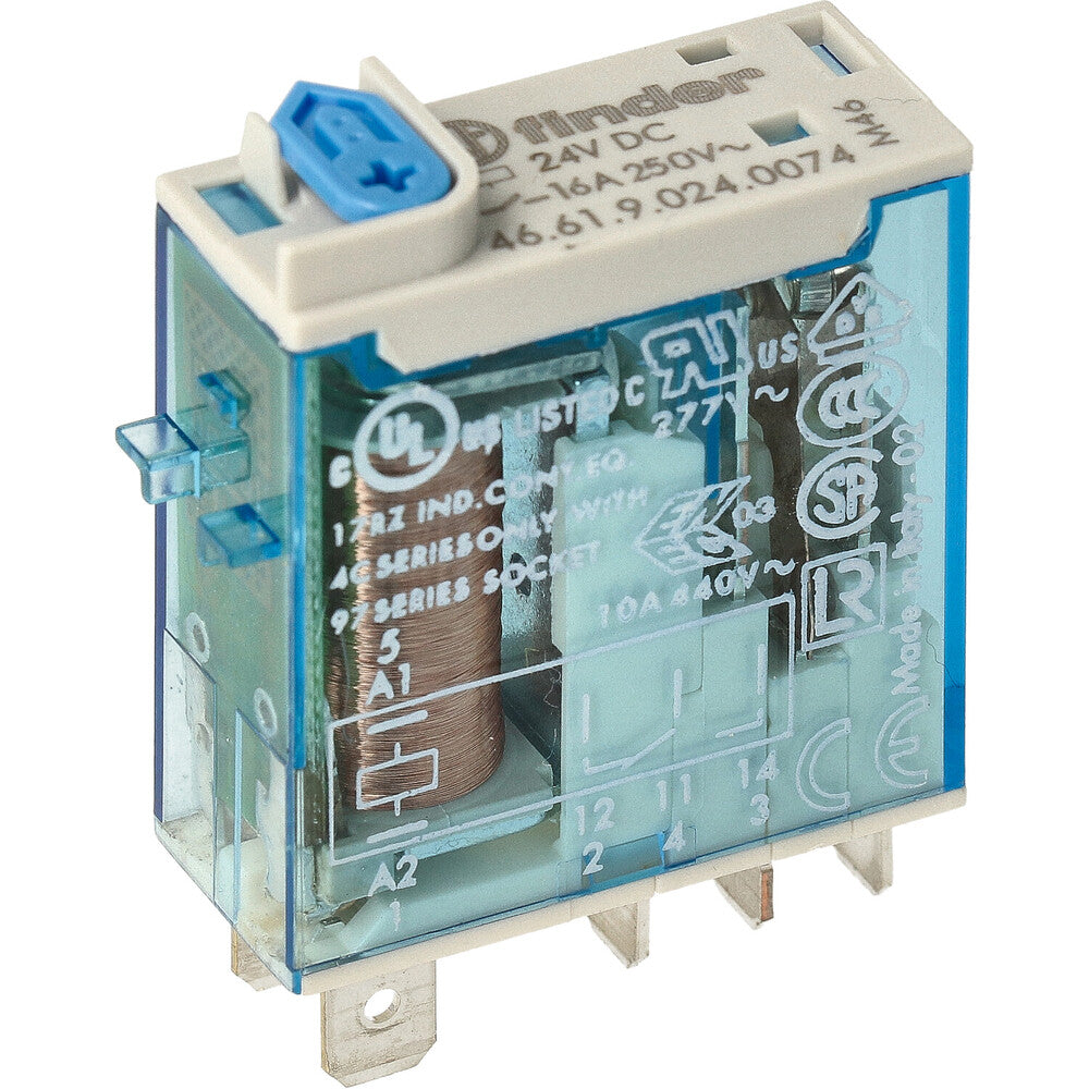Industrial Mini Relay 16A 24VDC With LED And Test Button - 46.61.9.024 ...