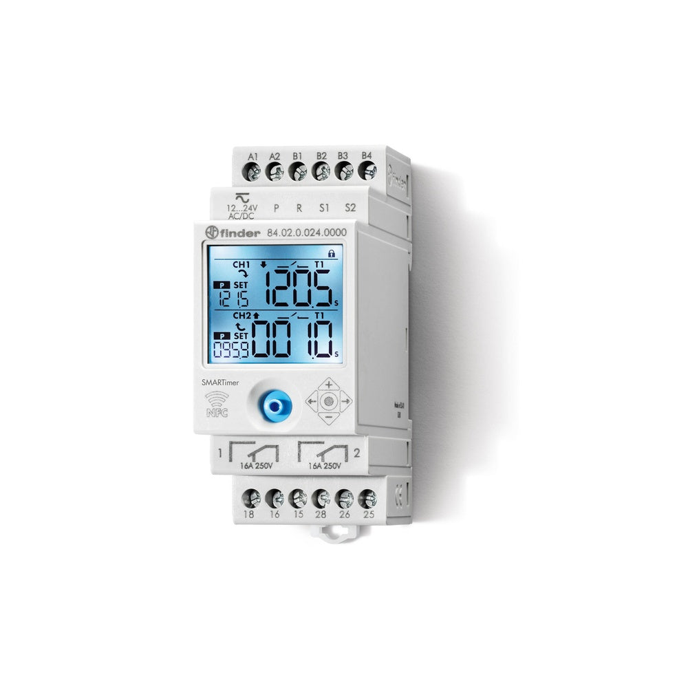 Finder Smart Timer Dual Channel 16A NFC Programmable Relay - 84.02.0.0 ...