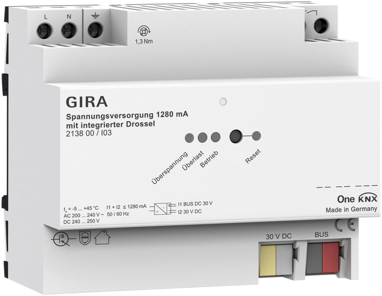 Gira KNX Power Supply 1280mA With Integrated Choke - 213800 | Tameson.com