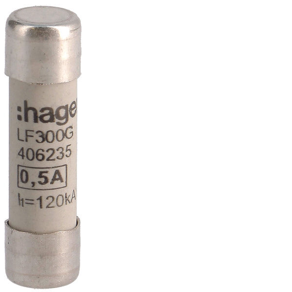Hager Industrial Cylindrical Fuse 10x38mm 0.5A 500V - LF300G [2 Pieces]