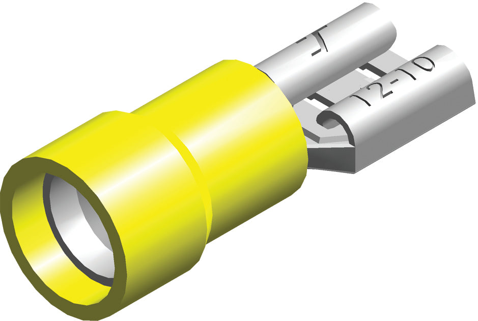 PVC Insulated Spade Connector 4.0-6.0mm² Yellow - CE080301 [100 Pieces]