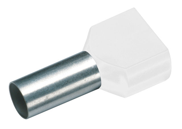 Insulated Twin Wire End Ferrules 2x0.75mm White - 182432 [200 Pieces]