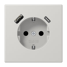 Jung LS990 Wall Socket With Dual USB A C Charging Ports - LS1520-15CALG