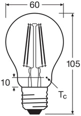 LED Classic A19 7.5W E27 827 Clear Filament Bulb - 4099854062186