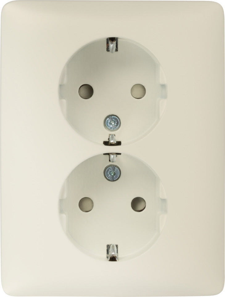Niko Double Socket Outlet With Child Safety Vertical Cream - 100-67865