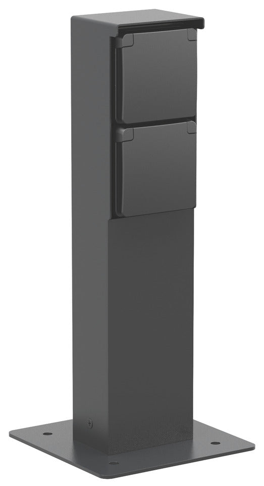 Individual External Socket Post Niko Hydro Outdoor Double Socket Garden Post IP55 Black (European Sock ...