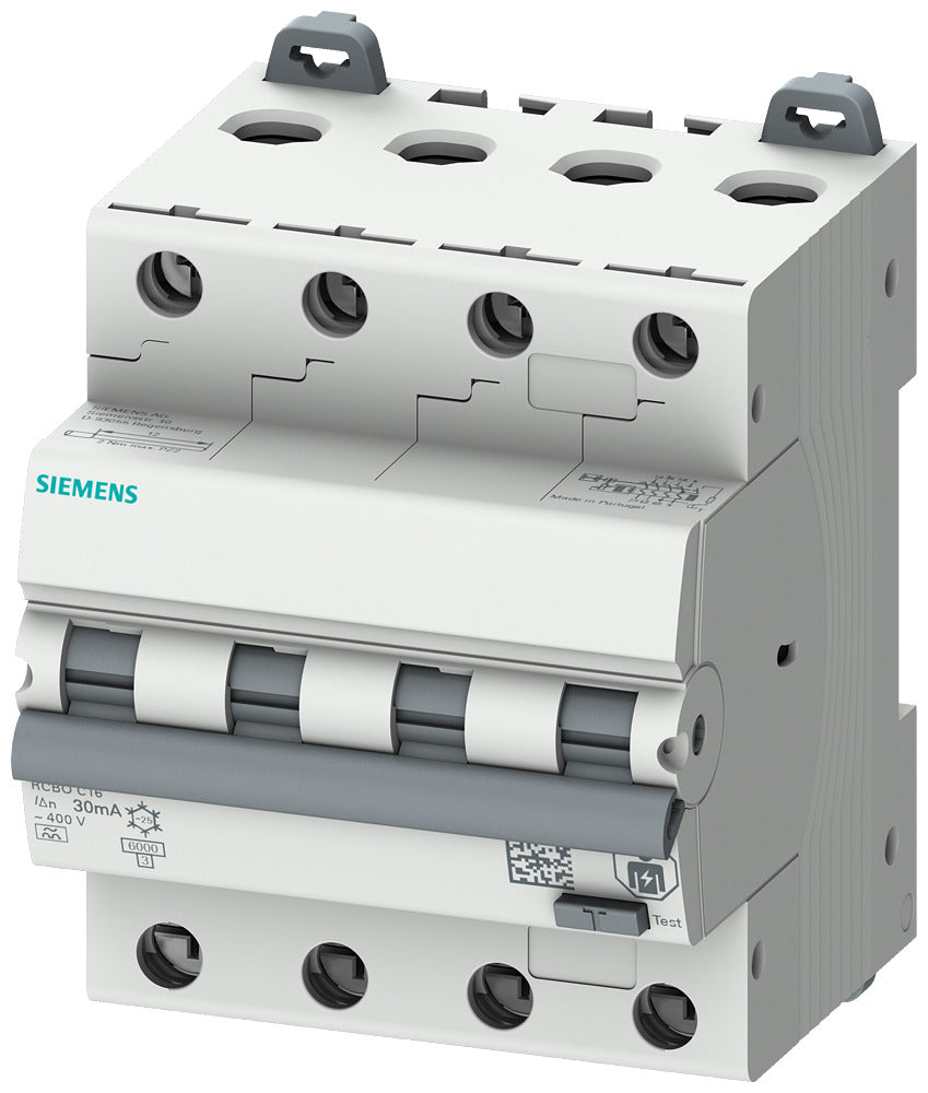 Siemens 4P RCBO Circuit Breaker 32A 30mA Type A 6kA - 5SU13467FP32