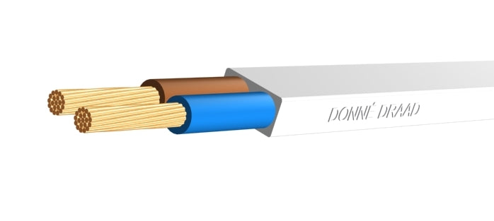 Flexible Vinyl Cable 2x0.75mm² Flat White Eca - D09477 [100 Meters]