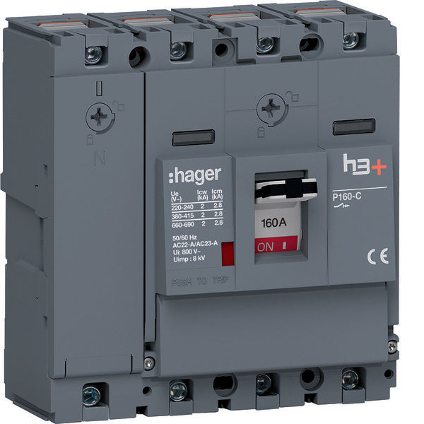 Hager H3+ P160 4-Pole 160A Load Break Switch - HCS161AC