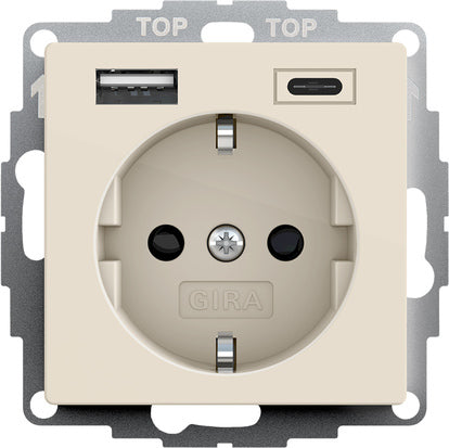 Dual USB Type A/C Wall Socket With Safety Plus - 245901