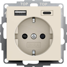 Dual USB Type A/C Wall Socket With Safety Plus - 245901