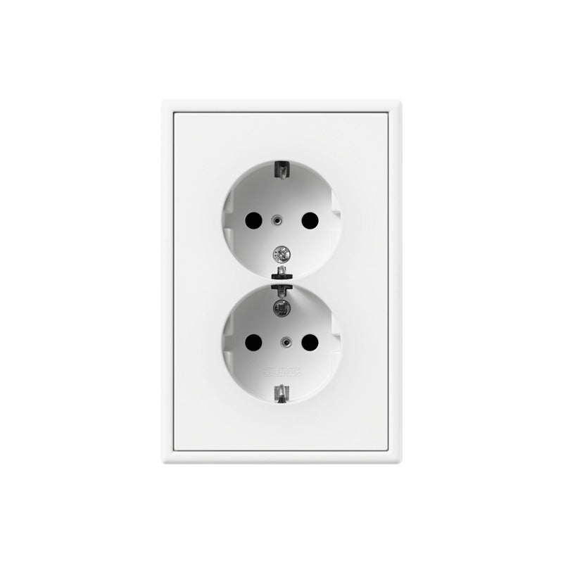 Jung LS990 Double Socket Outlet Matt White With Safety Contact - LS5015KIWWM
