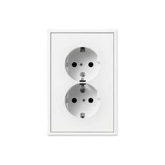 Jung LS990 Double Socket Outlet Matt White With Safety Contact - LS5015KIWWM
