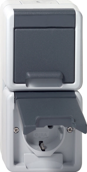 Gira Double SCHUKO Socket IP44 Vertical Grey - 478030