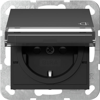 Gira System 55 Safety Plus Grounded Socket With Cover - 4557005