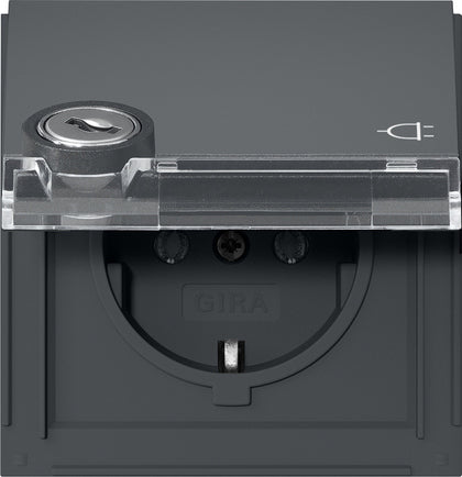 Gira TX44 Lockable Outdoor SCHUKO Socket With Label Space - 446767
