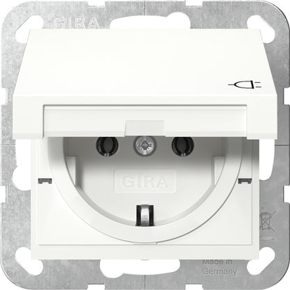 Gira System 55 SCHUKO Socket With Hinged Cover IP44 - 445427