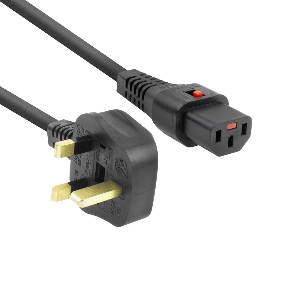 UK Power Cord With IEC Lock C13 2M Black - AK5059