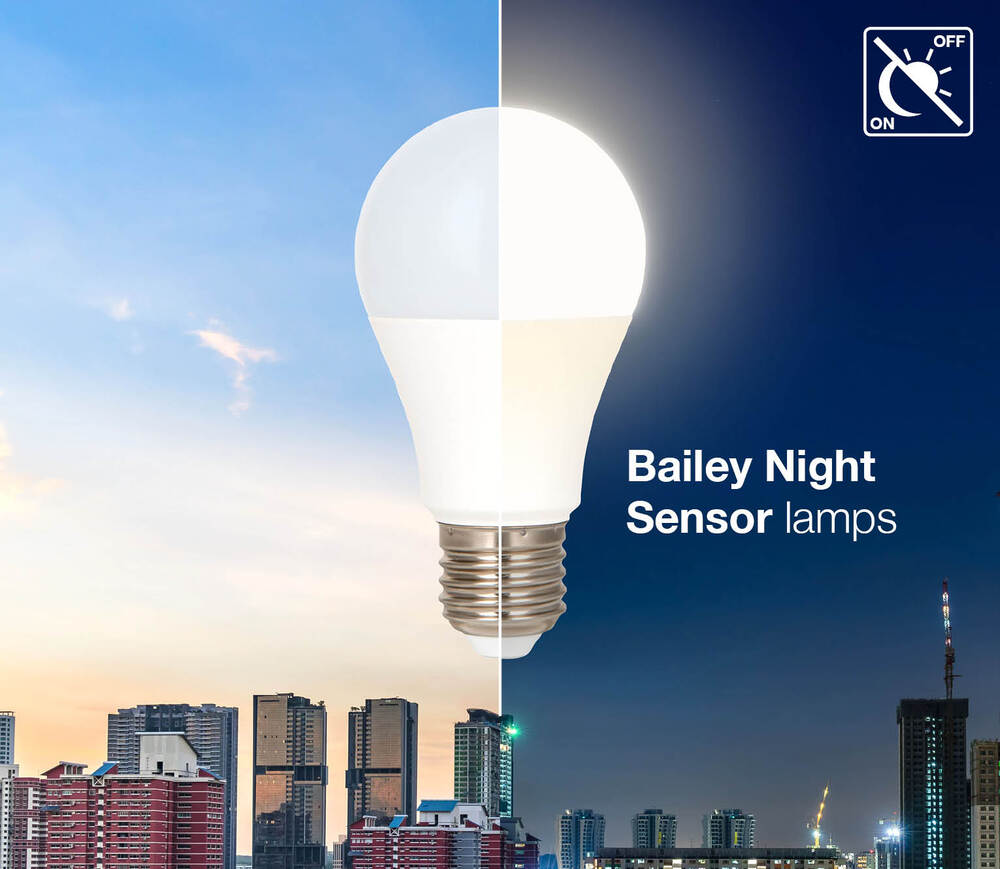 Bailey LED A60 E27 Night Sensor Bulb 9W 820lm 2700K - 145743 [2 Pieces]