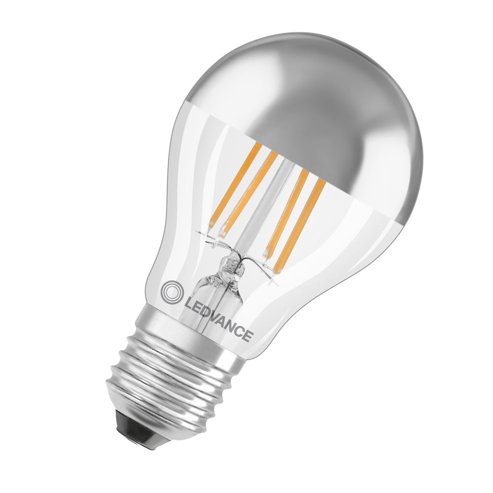 LED Classic Silver Mirror Crown Filament Bulb E27 6.5W 827 - 4099854062742