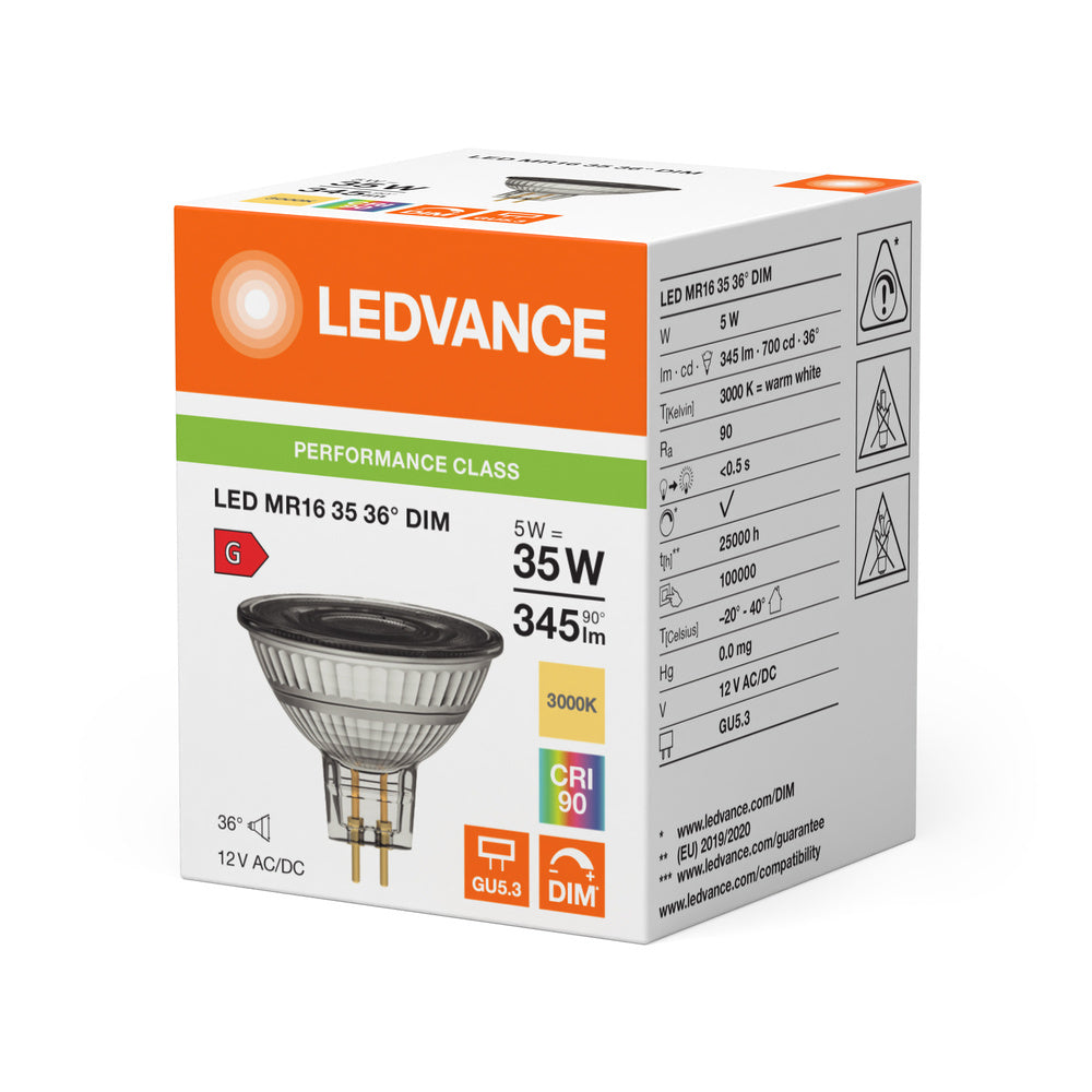 LEDVANCE Performance MR16 GU5.3 5W 930 Dimmable Spot - 4099854059711