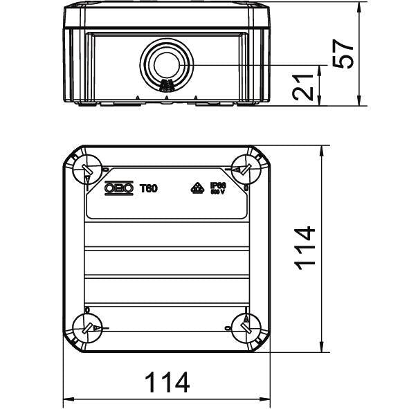 Square Junction Box 114x114x57mm Polypropylene Black - 2007466