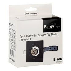 Square Adjustable GU10 Recessed Spot Light Black Aluminum - 146077