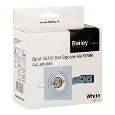 Adjustable Square GU10 Recessed Spot Light White Aluminum - 146076