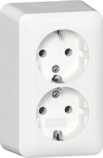 Gira Surface Mount Double Schuko Socket Pure White - 478014