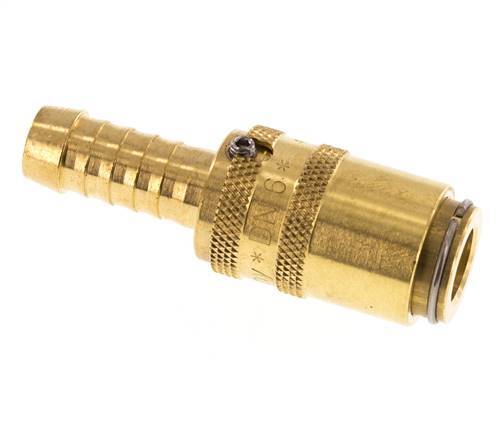 Brass DN 6 Mold Coupling Socket 9 mm Hose Pillar Unlocking Protection Double Shut-Off
