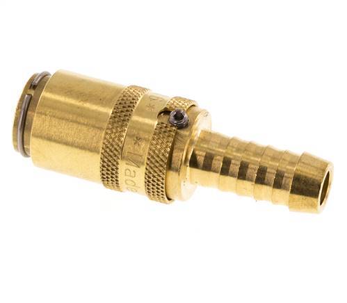 Brass DN 6 Mold Coupling Socket 9 mm Hose Pillar Unlocking Protection Double Shut-Off