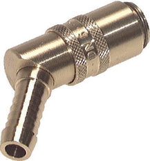 Brass DN 6 Mold Coupling Socket 9 mm Hose Pillar Unlocking Protection 45-deg