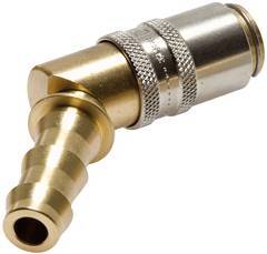 Brass DN 6 Mold Coupling Socket 9.5 mm Hose Pillar Unlocking Protection 45-deg