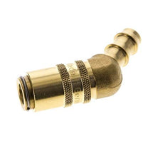 Brass DN 6 Mold Coupling Socket 9.5 mm Hose Pillar Double Shut-Off 45-deg