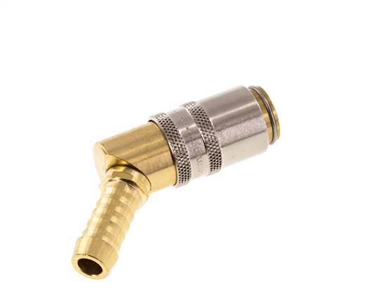 Brass DN 6 Mold Coupling Socket 9 mm Hose Pillar 45-deg