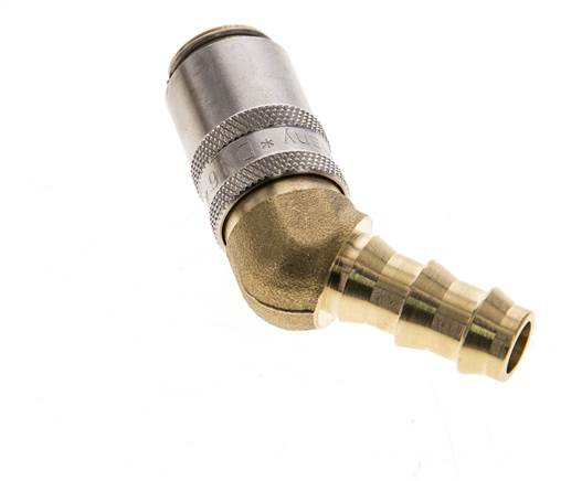 Brass DN 6 Mold Coupling Socket 9.5 mm Hose Pillar 45-deg
