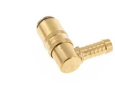 Brass DN 6 Mold Coupling Socket 9 mm Hose Pillar Double Shut-Off 90-deg