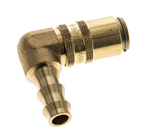 Brass DN 6 Mold Coupling Socket 9.5 mm Hose Pillar Double Shut-Off 90-deg