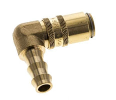 Brass DN 6 Mold Coupling Socket 9.5 mm Hose Pillar Double Shut-Off 90-deg