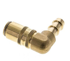 Brass DN 6 Mold Coupling Socket 9.5 mm Hose Pillar Double Shut-Off 90-deg