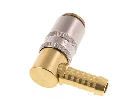 Brass DN 6 Mold Coupling Socket 9 mm Hose Pillar 90-deg