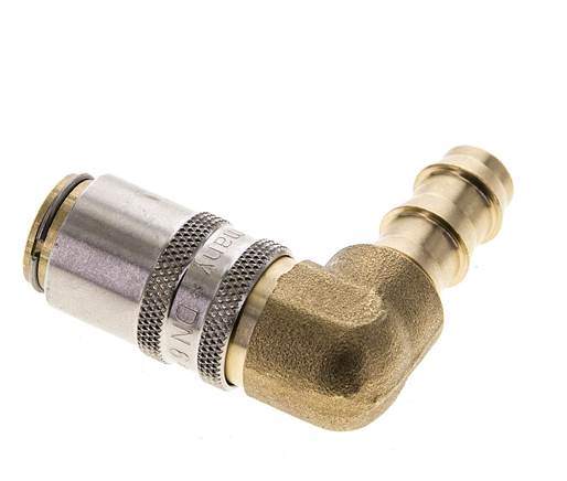 Brass DN 6 Mold Coupling Socket 9.5 mm Hose Pillar 90-deg