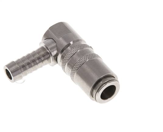 Stainless Steel DN 6 Mold Coupling Socket 9 mm Hose Pillar 90-deg