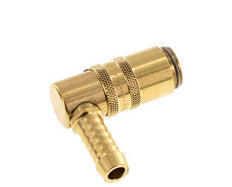 Brass DN 6 Mold Coupling Socket 9 mm Hose Pillar Unlocking Protection Double Shut-Off 90-deg