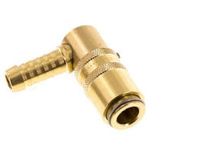 Brass DN 6 Mold Coupling Socket 9 mm Hose Pillar Unlocking Protection Double Shut-Off 90-deg