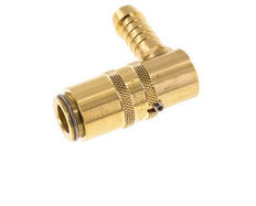 Brass DN 6 Mold Coupling Socket 9 mm Hose Pillar Unlocking Protection Double Shut-Off 90-deg