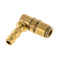 Brass DN 6 Mold Coupling Socket 9.5 mm Hose Pillar Unlocking Protection Double Shut-Off 90-deg