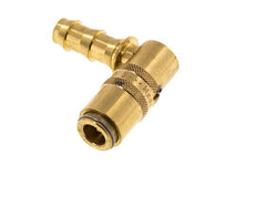 Brass DN 6 Mold Coupling Socket 9.5 mm Hose Pillar Unlocking Protection Double Shut-Off 90-deg