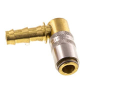 Brass DN 6 Mold Coupling Socket 9.5 mm Hose Pillar Unlocking Protection 90-deg